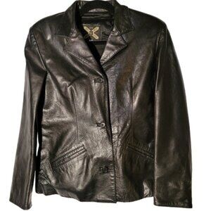 Women's Vera Pelle 100% Genuine Italian Leather Jacket ~ Black ~ Size 44